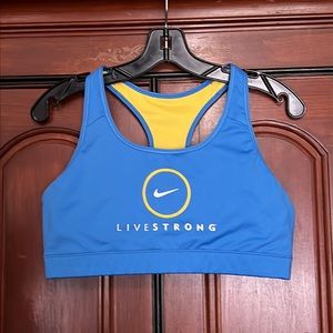 Nike Sports Bra Pro-Dri Fit “Live Strong” Light Blue Yellow